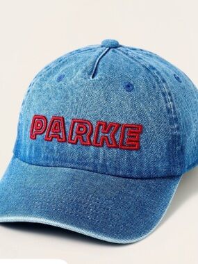 Children's Light Blue Denim Cap with Red 'PARKE' Embroidery